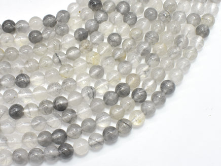 Gray Quartz Beads, Round, 6mm-RainbowBeads