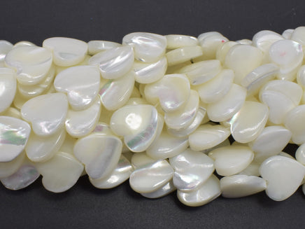 Mother of Pearl, MOP, White, 12mm Heart-RainbowBeads