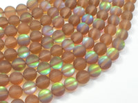 Matte Mystic Aura Quartz-Smoky Brown, 8mm (8.5mm) Round-RainbowBeads