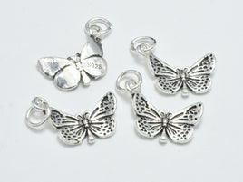 2pcs 925 Sterling Silver Charms-Antique Silver, Butterfly Charm, 14x10mm-RainbowBeads