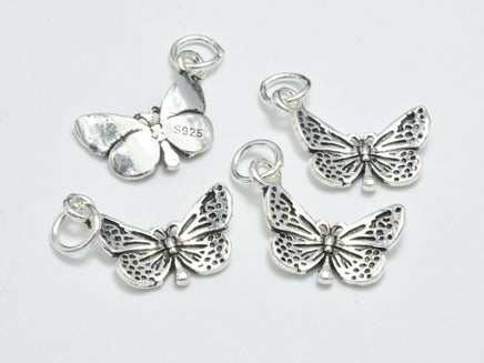 2pcs 925 Sterling Silver Charms-Antique Silver, Butterfly Charm, 14x10mm-RainbowBeads
