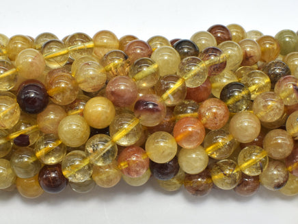 Mixed Rutilated Quartz, 8mm (8.5mm), Round-RainbowBeads