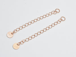 4pcs 925 Sterling Silver Extension Chain - Rose Gold, 50mm Long, 2.5mm Width-RainbowBeads