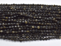 Golden Obsidian, 4mm (4.5mm) Faceted Coin-RainbowBeads