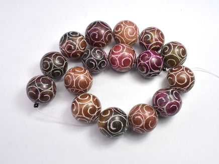 Jade, 25mm Carved Round Beads, 8 Beads-Rainbow Beads