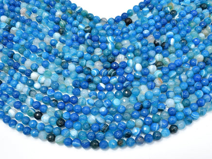 Banded Agate Beads, Striped Agate, Blue, 6mm Faceted Round-RainbowBeads