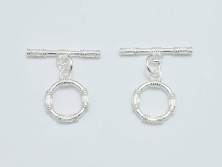 1set 925 Sterling Silver Toggle Clasps, Loop 12mm, Bar 20mm-RainbowBeads