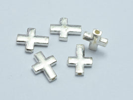 2pcs 925 Sterling Silver Cross Beads, 8x10.5mm-RainbowBeads