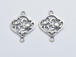 2pcs 925 Sterling Silver Bead Connector, Flower Connector, Rose Connector, 15x12mm-RainbowBeads