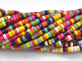 Howlite, Multicolored, Heishi, 2x4 mm, 15.5 Inch-RainbowBeads