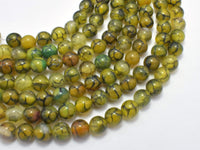 Dragon Vein Agate Beads-Green, 6mm (6.5mm) Round-RainbowBeads