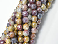 Mystic Coated Mookaite, 8mm Faceted Round, AB Coated-RainbowBeads