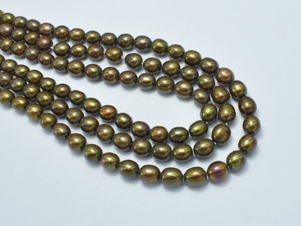 Fresh Water Pearl, Brown, 6x7mm Rice Beads-RainbowBeads