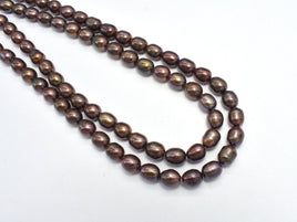 Fresh Water Pearl Beads, Brown, 6.5x7.5mm Rice Beads-RainbowBeads