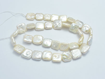 Fresh Water Pearl, White, 10x10mm Square Beads-RainbowBeads