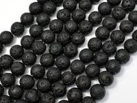 Black Lava Beads, Round, 8mm-RainbowBeads