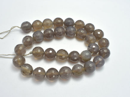 Gray Agate, 12mm Faceted Round Beads-RainbowBeads
