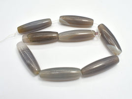 Gray Agate, 12x40mm Rice Beads-RainbowBeads