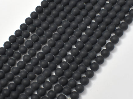 Matte Black Onyx, 6mm Round beads-RainbowBeads