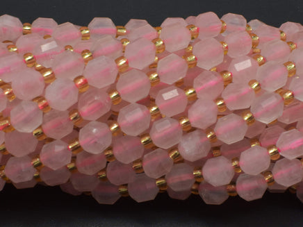 Rose Quartz Beads, 6mm Faceted Prism Double Point Cut-RainbowBeads