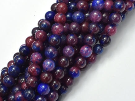 Jade - Red, Blue, 8mm, Round, 15 Inch-RainbowBeads