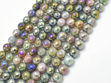 Mystic Coated Indian Agate, Fancy Jasper, 8mm (8.3mm) Faceted Round, AB Coated-RainbowBeads