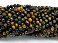 Blue / Yellow Tiger Eye, 4mm (4.3mm) Round Beads-RainbowBeads