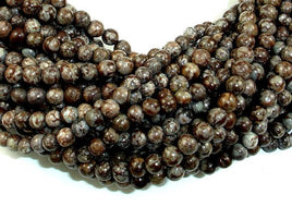 Brown Snowflake Obsidian Beads, Round, 4mm-RainbowBeads