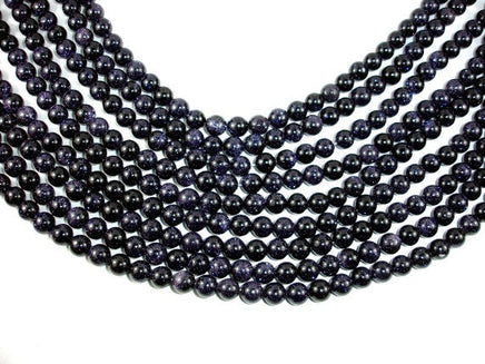 Blue Goldstone Beads, 8mm (7.8mm) Round Beads-RainbowBeads