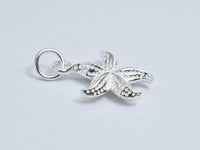 1pcs 925 Sterling Silver Charms, Starfish Charm, 13mm-RainbowBeads