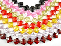 CZ bead, 9 x 9mm Faceted Diamond-RainbowBeads