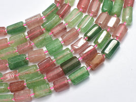 Strawberry Quartz, Green Strawberry Quartz, Lepidocrocite, 7x12mm Faceted Tube-RainbowBeads