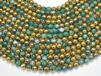 Mystic Coated Banded Agate-Green & Gold, 8mm, Faceted-RainbowBeads