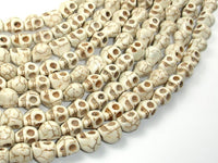 Howlite Beads, 8mm x 10mm Skull Beads-RainbowBeads