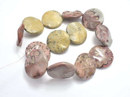 Artistic Jasper, Chohua Jasper, 30mm Wavy Coin Beads-RainbowBeads