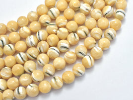 Mother of Pearl , MOP, Light Brown, 8mm Round-RainbowBeads