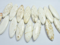 White Howlite 20x57mm Marquise Beads, Side Drilled, 4pieces-RainbowBeads