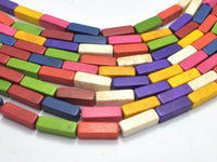 Howlite Beads-Multicolored, Square Tube 4x13mm, 16 Inch-RainbowBeads