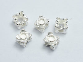 2pcs 925 Sterling Silver Beads, 5.5x5.5mm Cube Beads-RainbowBeads