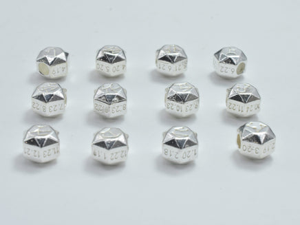 1pc 925 Sterling Silver Astrology Sign Beads, 7.8mm, Hexagon Beads, Zodiac Sign Beads, Big Hole 2.8mm-RainbowBeads