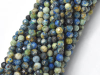 Natural Azurite, 3mm Micro Faceted Round Bead-RainbowBeads