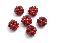 Jade - Red, 18mm Round, Made with 4mm Round Beads, 5pieces-RainbowBeads