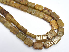 Jade, 13x18mm Carved Rectangle Beads-RainbowBeads