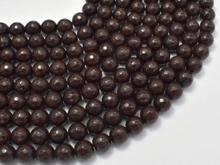 Jade Beads, Coffee, 8mm Faceted Round, 14.5 Inch-RainbowBeads