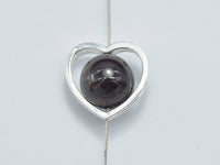 4pcs 925 Sterling Silver Heart Bead Frames, 12x11mm Heart-RainbowBeads
