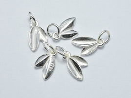 2pcs 925 Sterling Silver Leaf Charms, 7.8x12mm-RainbowBeads