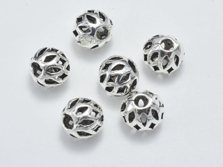 6pcs 925 Sterling Silver Beads-Antique Silver, 6mm Round-RainbowBeads
