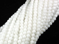 White Jade Beads, Round, 4mm (4.6mm)-RainbowBeads