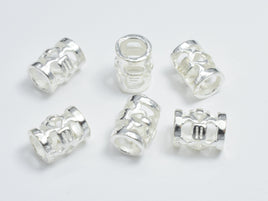 8pcs 925 Sterling Silver Beads, 5x6.6mm Tube Beads, Big Hole Filigree Beads, Spacer Beads-RainbowBeads