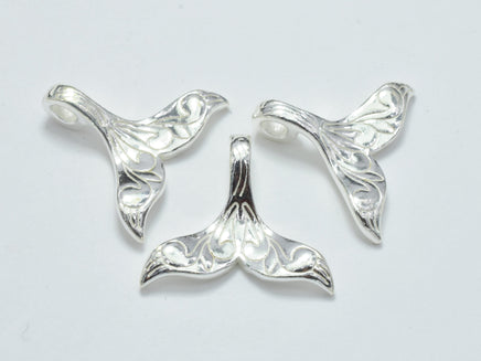 1pc 925 Sterling Silver Charm, Whale Tail, Mermaid Tail, Silver Pendant, 21x17mm-RainbowBeads